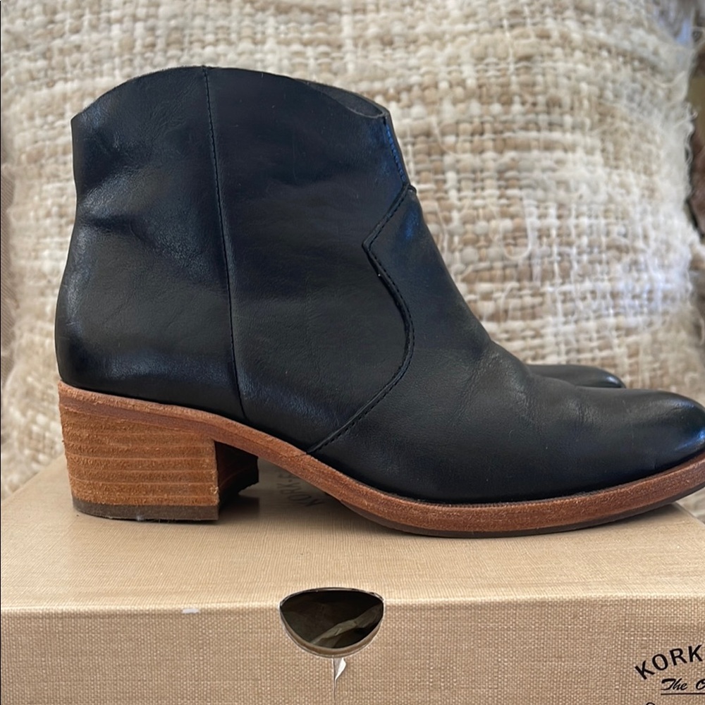 Kork-Ease Black Leather Ankle Boots